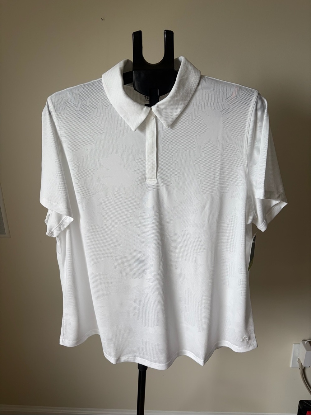 NWT Tek Gear White Jacquard Floral Golf Polo 1X